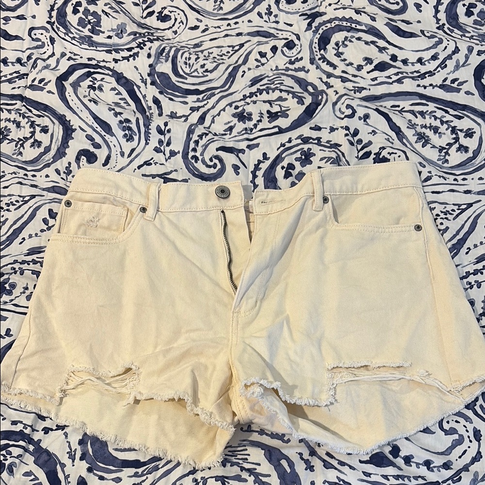 Women's Cream Denim Shorts
